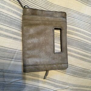 HOBO Metallic Gray Wristlet Clutch